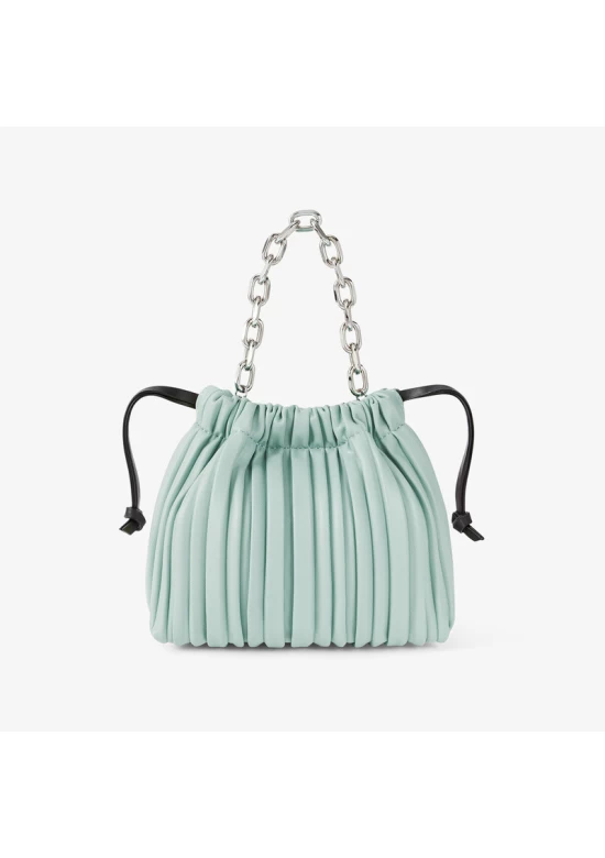 Charles Keith Pleated Covered Shoulder Bucket Bag Mint Green